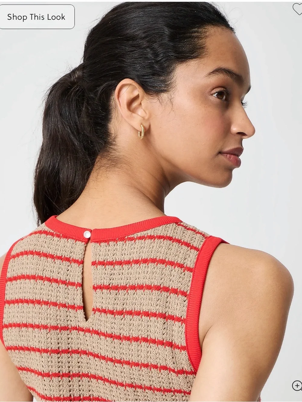 J. Crew Women's Sleeveless Striped Crochet Dress Khaki and Red Size M NWT‎ $98